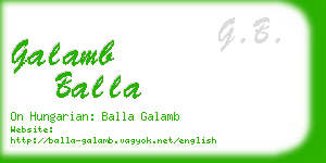 galamb balla business card